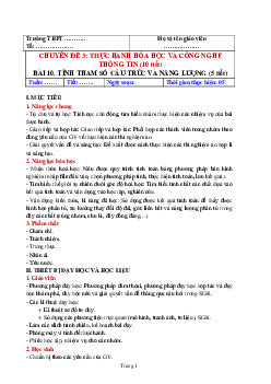 Giáo án chuyên đề Hóa học 10 sách Chân trời sáng tạo đề 10