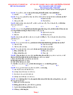 Đề thi tốt nghiệp THPT năm 2022 môn sinh học (có đáp án)