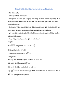 Toán 9 Bài 2: Căn thức bậc hai và hằng đẳng thức