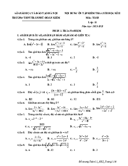 Ôn tập cuối học kì 2 Toán 11 năm 2022 – 2023 trường THPT Trần Phú – Hà Nội