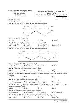 Đề thi thử tốt nghiệp THPT 2024 môn Toán lần 1 sở GD&ĐT Hà Tĩnh