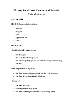 Đề cương ôn tập học kì 2 môn Khoa học tự nhiên 6 | Kết nối tri thức  | Bộ 1