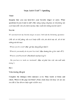 Giải Tiếng Anh 6 Unit 7: Speaking -  Friends Plus