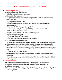 Tổng hợp lý thuyết ôn tập môn Hóa dược về Aspirin