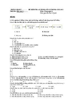 Đề thi học kì 2 môn Công nghệ 6 năm 2022 - 2023 sách Cánh diều | Đề 8