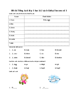 Đề thi Tiếng Anh lớp 3 học kì 2 sách Global Success số 3