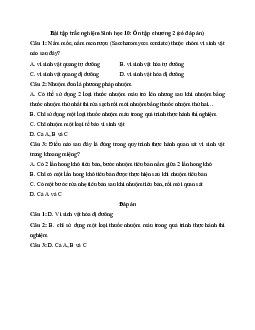 Trắc nghiệm Sinh học 10: Ôn tập chương 2