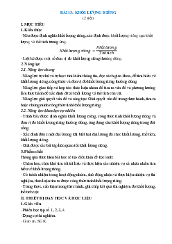 Giáo án KHTN 8 Kết nối tri thức bài 13 Khối lượng riêng