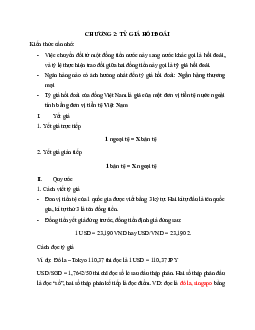 Chương 2: Tỷ giá hối đoái