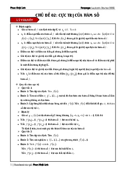 Chủ đề cực trị của hàm số ôn thi tốt nghiệp THPT môn Toán