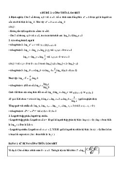 Chuyên đề trắc nghiệm công thức logarit