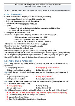 Phong trào dân tộc dân chủ ở Việt Nam (1919 - 1925) | Đại học Sư Phạm Hà Nội