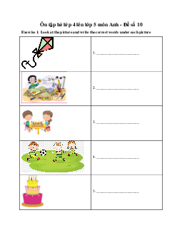 Ôn tập hè lớp 4 lên lớp 5 môn Anh - Đề số 10