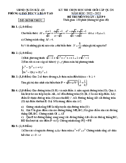 Đề thi HSG Toán 9 cấp quận năm 2022 – 2023 phòng GD&ĐT Hải An – Hải Phòng