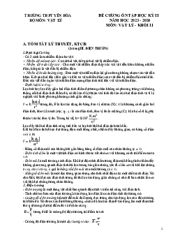 Đề cương ôn tập giữa học kì 2 môn Vật lí 11 sách Cánh diều