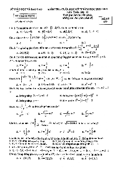 Đề thi cuối học kỳ 2 Toán 12 năm 2020 – 2021 sở GD&ĐT Bình Dương