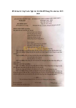 Đề thi học kì 1 lớp 9 môn Ngữ văn Sở GD&ĐT Hưng Yên năm học 2019 - 2020