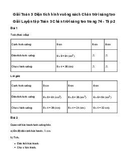 Giải Toán 3: Diện tích hình vuông | Chân trời sáng tạo