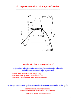 Hệ thống bài tập trắc nghiệm tính đơn điệu hàm số cơ bản – vận dụng – vận dụng cao