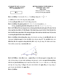 TOP 3 Đề thi thử Tuyển Sinh vào 10 môn Toán Quận 7 Tp. HCM năm học 2024-2025 (có đáp án)