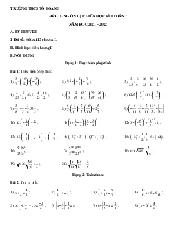 Đề cương ôn tập giữa kì 1 Toán 7 năm 2021 – 2022 trường THCS Tô Hoàng – Hà Nội