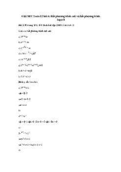 Giải SBT Toán 12 bài 6: Bất phương trình mũ và bất phương trình logarit