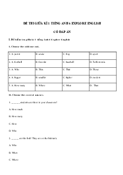 Đề thi giữa kì 1 lớp 6 môn tiếng Anh Cánh diều