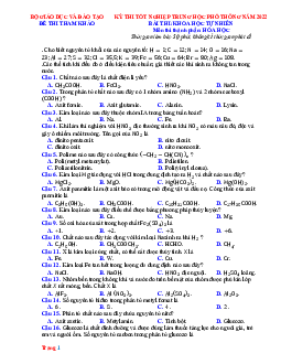 Đề minh họa (tham khảo) môn Hóa 2022 Bộ GD&ĐT (có đáp án)