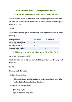 Giải Khoa học lớp 4 Bài 21: Phòng tránh đuối nước | Cánh diều