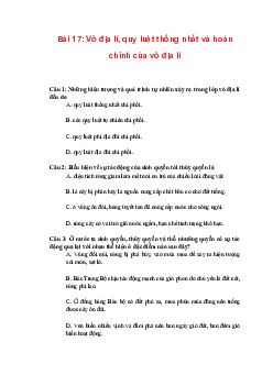 Trắc nghiệm Địa lí 10 Bài 17 Chương 7 | Chân trời sáng tạo