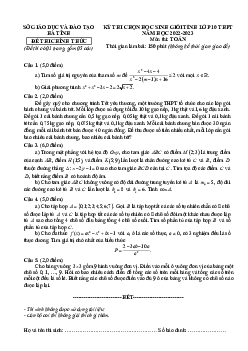 Đề thi học sinh giỏi tỉnh Toán 10 năm 2022 – 2023 sở GD&ĐT Hà Tĩnh