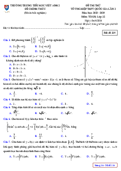 Đề thi thử Toán tốt nghiệp THPT 2024 lần 2 trường Việt Anh 2 – Bình Dương