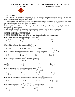 Đề cương giữa kỳ 2 Toán 8 năm 2023 – 2024 trường THCS Thăng Long – Hà Nội