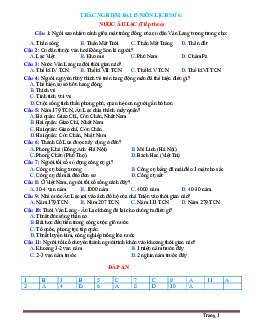 Trắc nghiệm Sử 6 Bài 15: Nước Âu Lạc -tiếp theo (có đáp án)