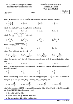 Đề kiểm tra Toán 12 ôn tập hè 2019 trường Yên Phong 1 – Bắc Ninh