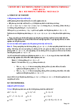 Phân dạng và bài tập bất phương trình và hệ bất phương trình bậc nhất hai ẩn