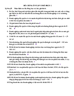 Đề cương ôn thi học phần Kinh tế vi mô / Đại học nội vụ Hà Nội