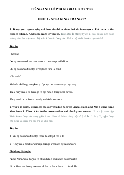 Speaking unit 1 lớp 10 Global success