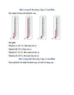 Giải SGK Toán lớp 3 trang 99, 100 Nhiệt độ | Cánh Diều