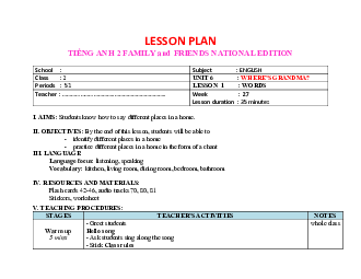 Unit 6: Giáo án Tiếng Anh 2 sách Chân trời sáng tạo (Cả năm)