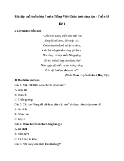 Bài tập cuối tuần lớp 3 môn Tiếng Việt Chân trời sáng tạo - Tuần 15