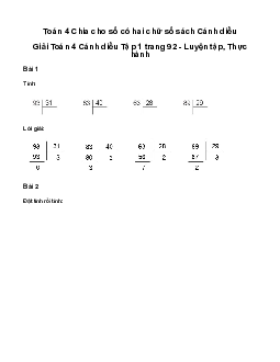 Giải Toán lớp 4 Bài 40: Chia cho số có hai chữ số | Cánh diều