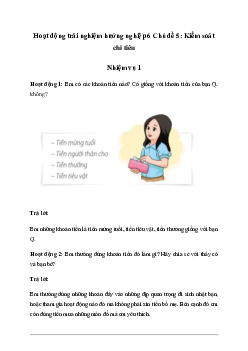 Giải Hoạt động trải nghiệm 6: Kiểm soát chi tiêu sách Chân Trời Sáng Tạo