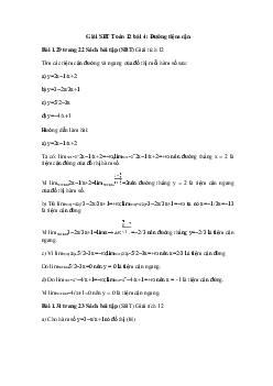 Giải SBT Toán 12 bài 4: Đường tiệm cận