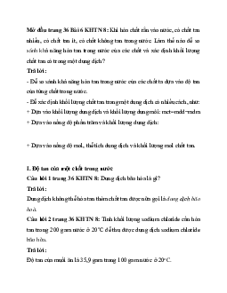 Giải Khoa học tự nhiên 8 bài 6: Nồng độ dung dịch | Cánh diều