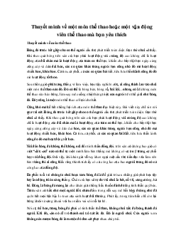 Thuyết minh về một môn thể thao hoặc một vận động viên thể thao mà bạn yêu thích | Văn mẫu 11 Kết nối tri thức