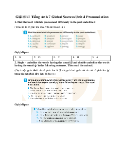 Giải SBT Tiếng Anh 7 Global Success Unit 4 Pronunciation
