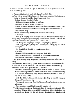 Đề cương ôn tập Lịch sử đảng | Trường Đại học Khoa học, Đại học Thái Nguyên