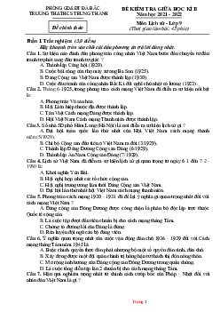 Đề Thi Giữa Kì 2 Sử 9 THCS Trung Thành 2021-2022 Và Ma Trận (Có Đáp Án)