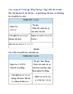 Giải VBT Tiếng Việt lớp 3 Bài 20: Tiếng nước mình | Kết nối tri thức